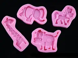 Милые Животные корова слон лошадь Жираф Форма силиконовая форма для помады сахарный декор для тортов формы для выпечки сахарные формы