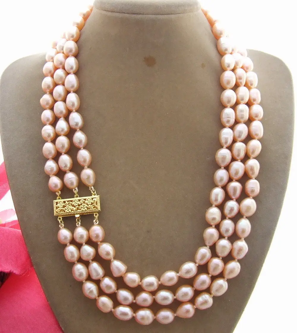 

Hot sale Free Shipping>>>>> 3Strad Natural 8x10MM Pink Pearl Necklace