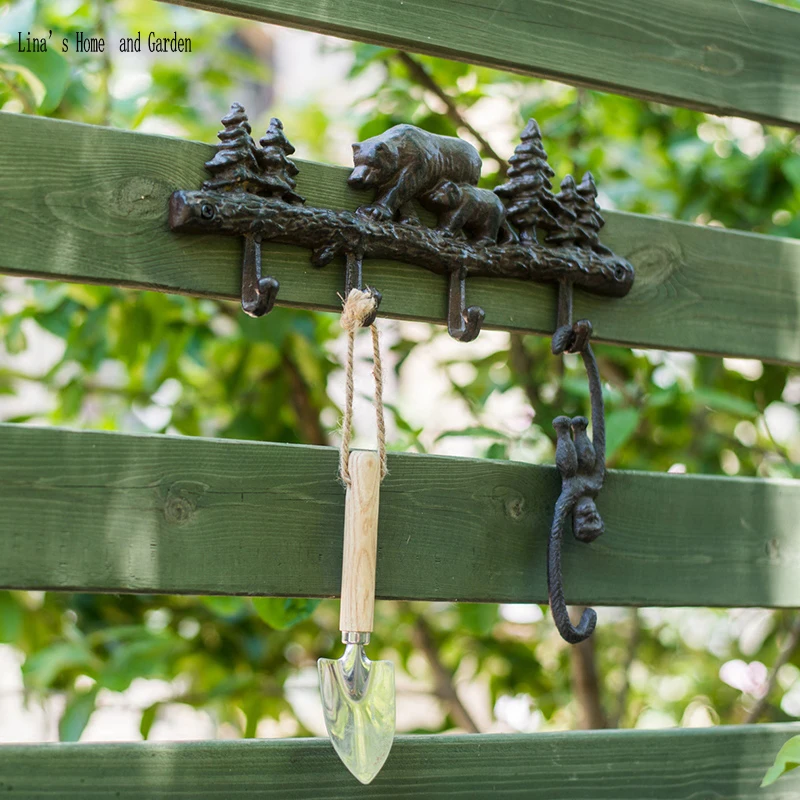 wall mounted forest theme outdoor cast iron animal hookHooks & Rails