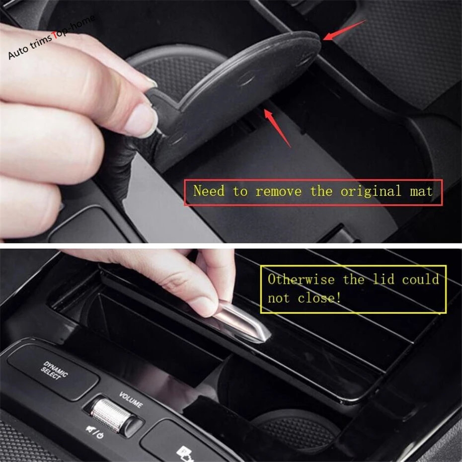 

Yimaautotrims Front Seat Water Cup Holder Container Storage Box Cover Black For Mercedes Benz A Class W177 A200 A220 2019 2020