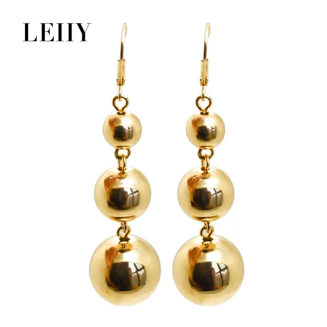 Leiiy New Design Gold Rose Color Ball Drop Earrings For Women Leiiy New Design Gold Rose Color Ball Drop Earrings For Women Lady Simple Dangle