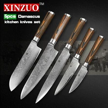 5 Stücke Küchenmesser Set 73 Schicht japanischen VG10 Damaststahl Küchenmesser Cleaver Chef Messer Holzgriff Kostenloser Versand