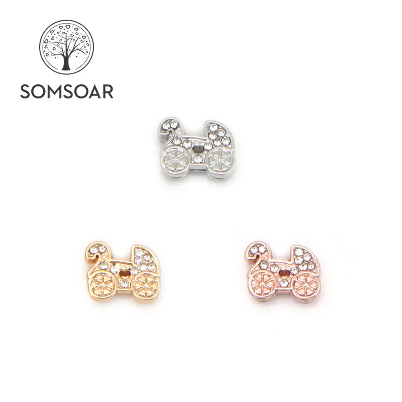 

Somsoar Jewelry Baby carriage Slide Charms fit 8mm Wide Leather Wrap Bracelet Mesh Bracelet fit Toddler/Women/man 10pcs/lot