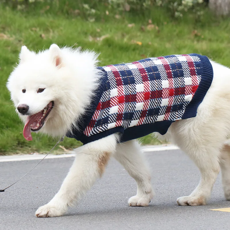 Зимний свитер для собак пальто вязаная одежда Samoyed золотистый ретривер больших