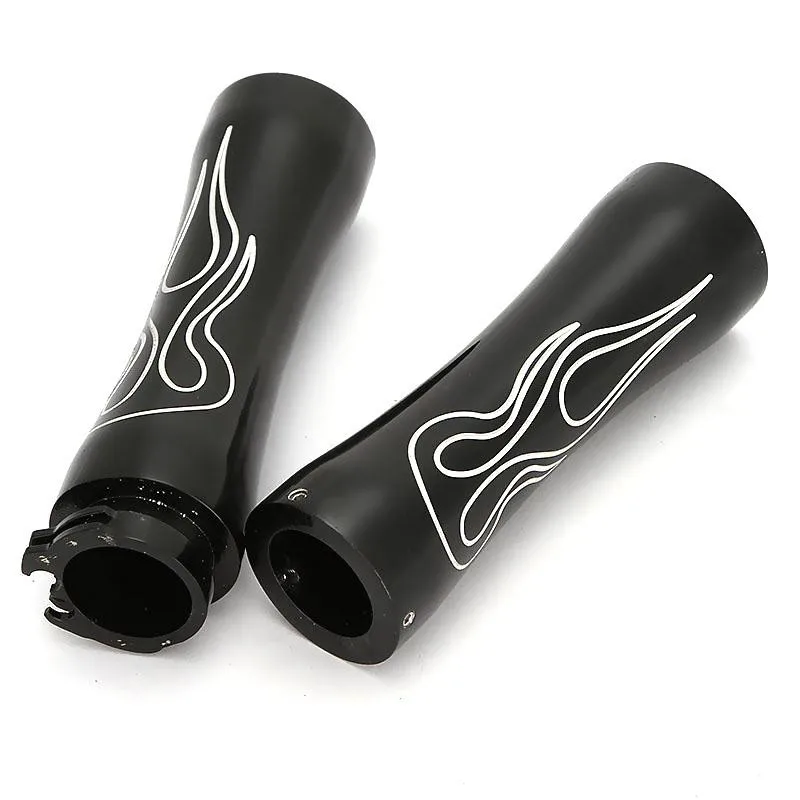 2x CNC Flame 1 Handlebar Grip Motorcycle Bike 1 inch 25mm Hand Grips for Harley Sportster