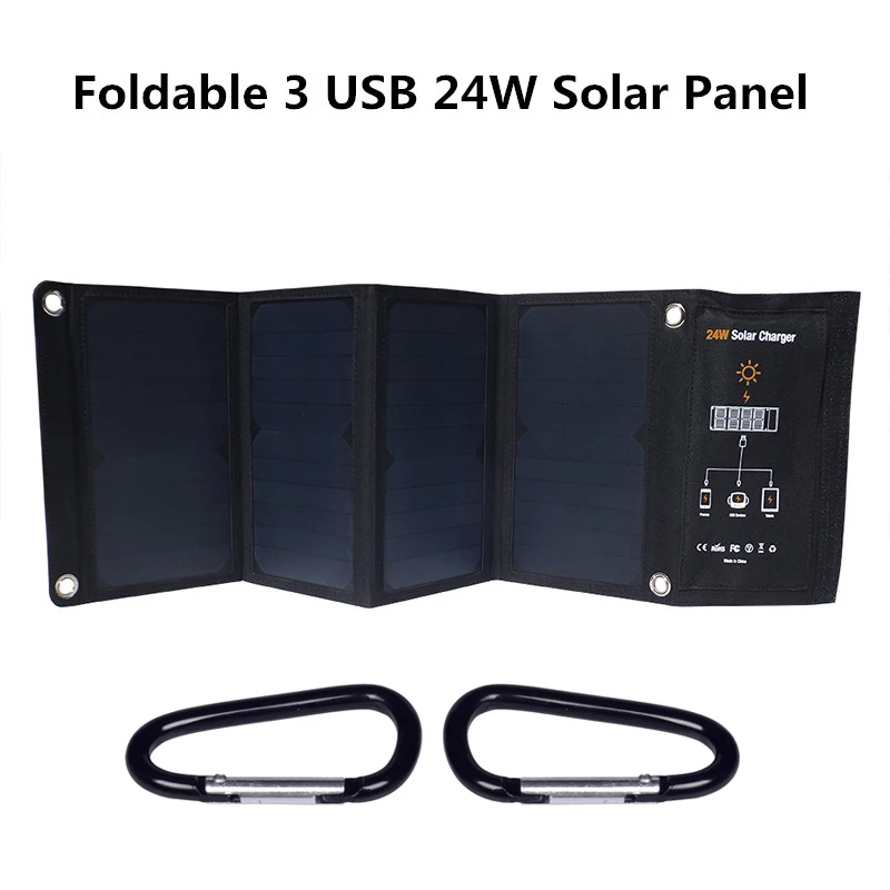 

Orange 3 USB 5V 24W Solar Panel For Cell Phone Tablet PC Foldable Sunpower Portable Solar Charger Solar Battery Hot Selling