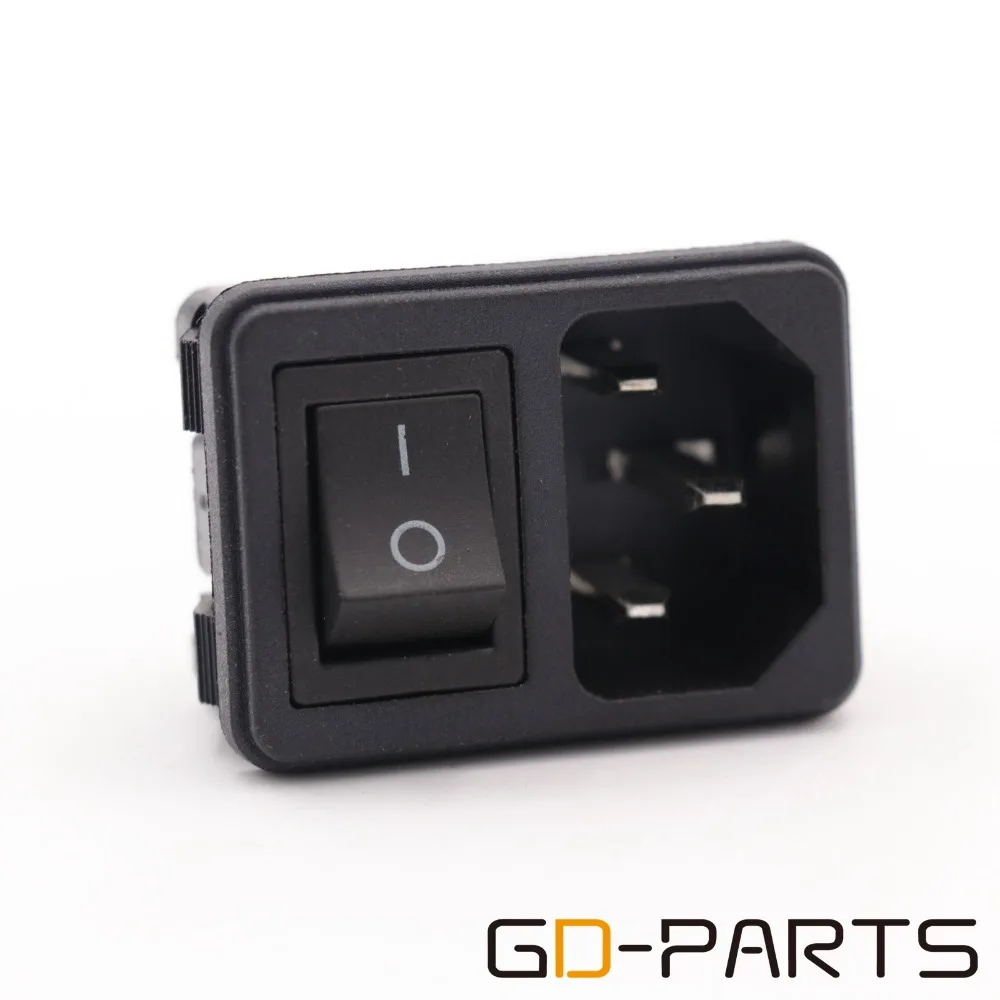 IEC 320 C14 Mains AC Power Socket Inlet Receptacle ON OFF Red Black Rocker Switch CE CCC TUV KC Certificate AC250V 10A