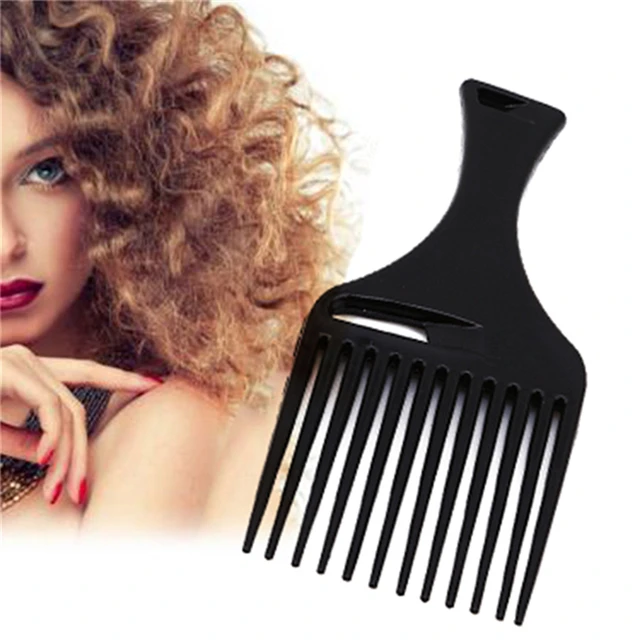 Peigne fourche à cheveux noir pour hommes et femmes, brosse à cheveux bouclés – Image 2