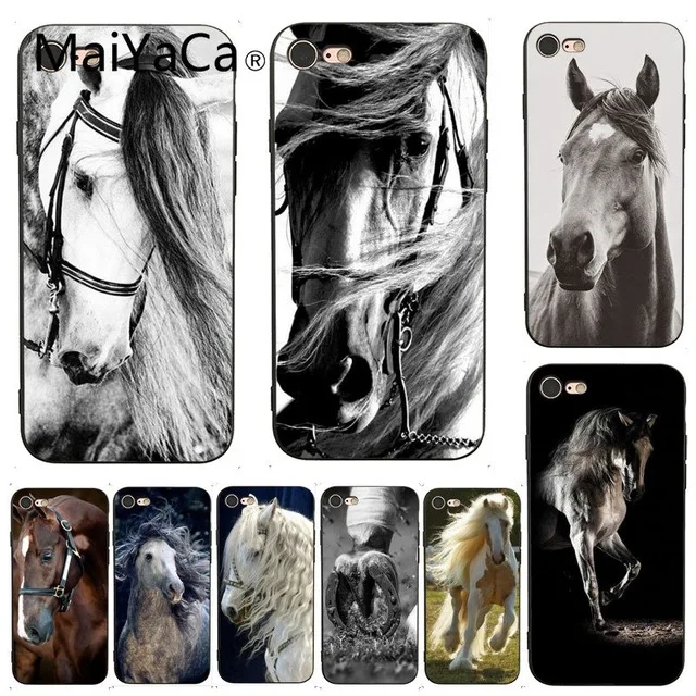 MaiYaCa последняя и самая модная лошадь для iPhone 4 5C 5S 6S 7 8 Plus X XR XS MAX Samsung черный мягкий