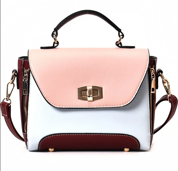 

Fashion all-match handbag large capacity color block lockbutton bag one shoulder cross-body women's handbag hju7856