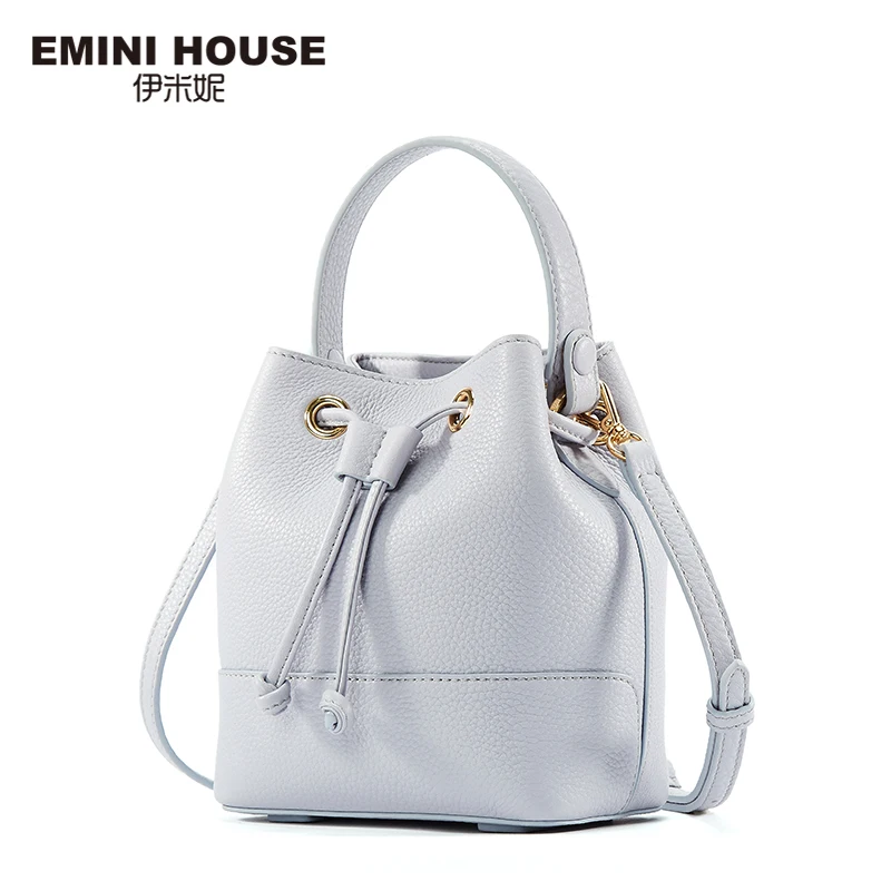 EMINI HOUSE Genuine Leather Bucket Bag Women Handbags Women Messenger Bags Luxury Shoulder Bags Crossbody Bags For Women