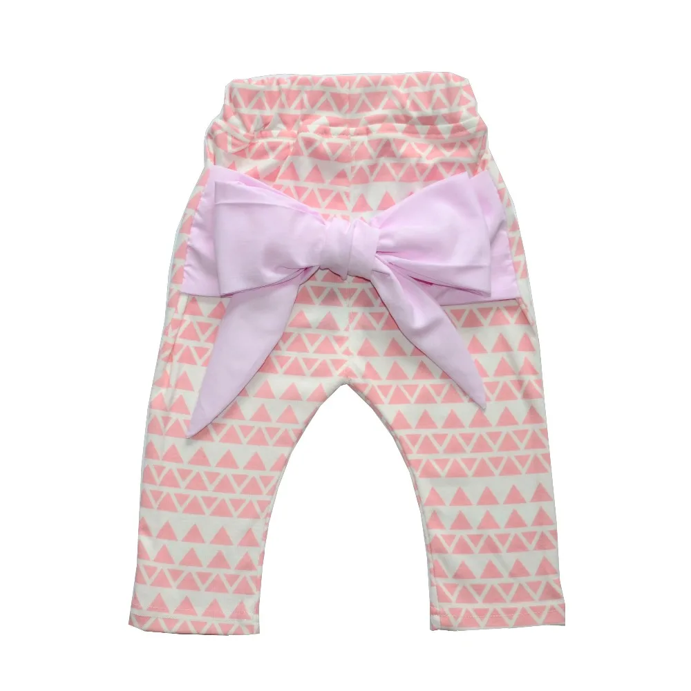 Baby Girls Pants Geometric Children Pants With Bow Trousers For Girl