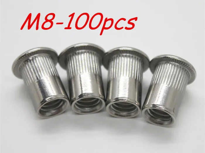 M8 Metric thread 304 Stainless Steel Rivet Nut Rivnut Inserts 100Pcs/Lot Free Shipping | Обустройство дома
