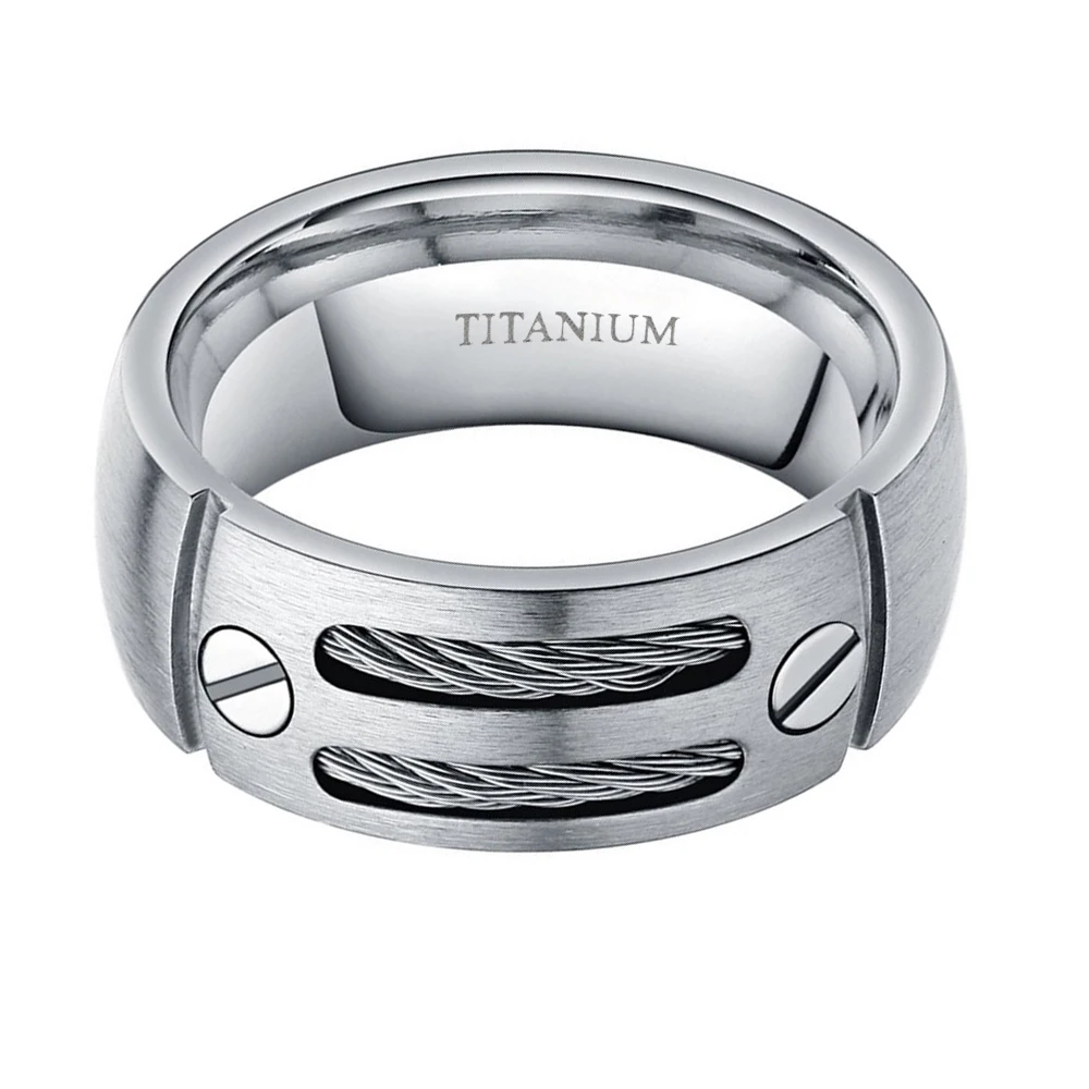 Кольцо мужское из титана и нержавеющей стали 8 мм|anillos mujer|titanium ringwedding band |