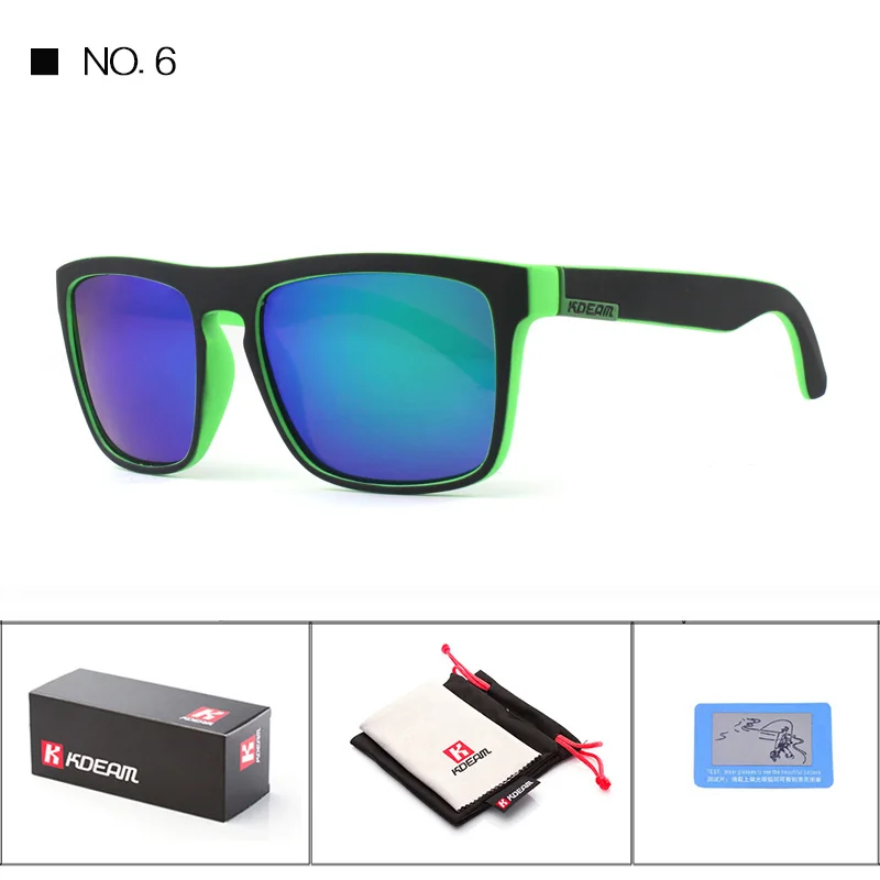 KDEAM поляризованных солнцезащитных очков Для мужчин/Для женщин Брендовая Дизайнерская обувь спортивные солнцезащитные очки 6 цветов UV400 вождения Рыбалка gafas-де-сол - Цвет линз: C6