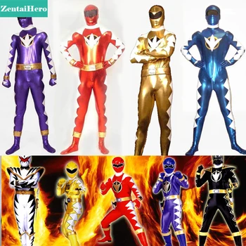 

Free Shipping DHL Adult Bakuryuu Sentai Abaranger Superhero Costume Shiny Metallic For Halloween Zentai Costume 5 Colors C057