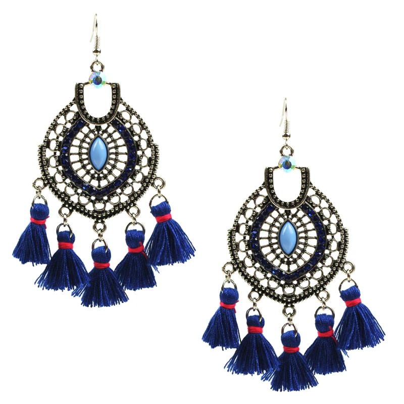 

New crystal earrings fashion jewelry women blue statement tassel Earrings for women dangle drops Fringing earrings