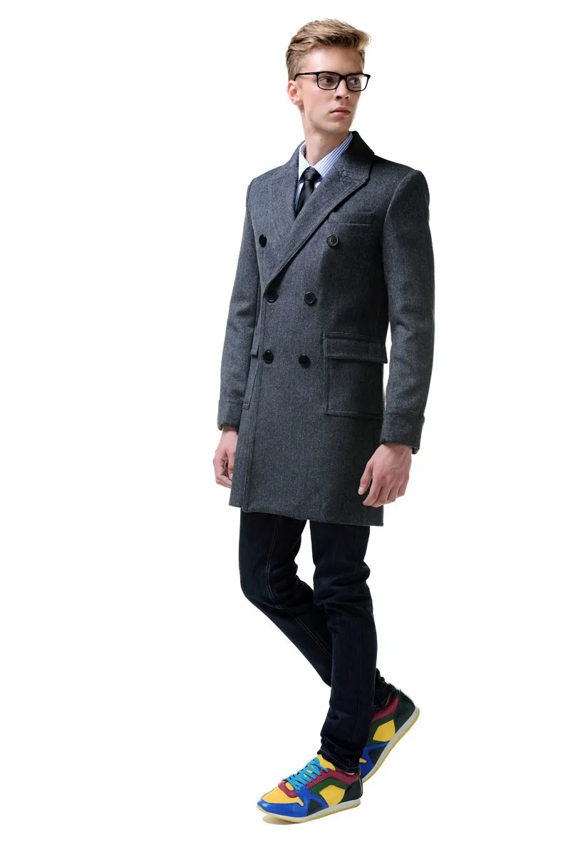 URSMSRT новое деловое повседневное мужское двубортное шерстяное пальто подлинное Мужское пальто