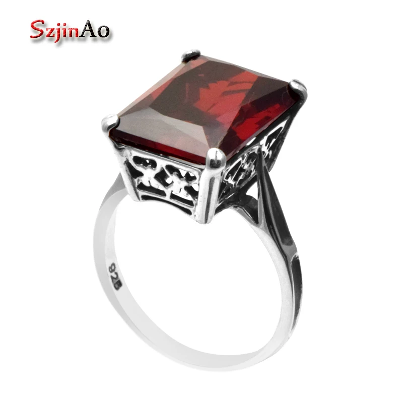 

Szjinao Wholesale Simple Spartan Wedding Rings for Women Bohemian Red Square Zircon 925 Sterling Silver Jewelry Shopkings