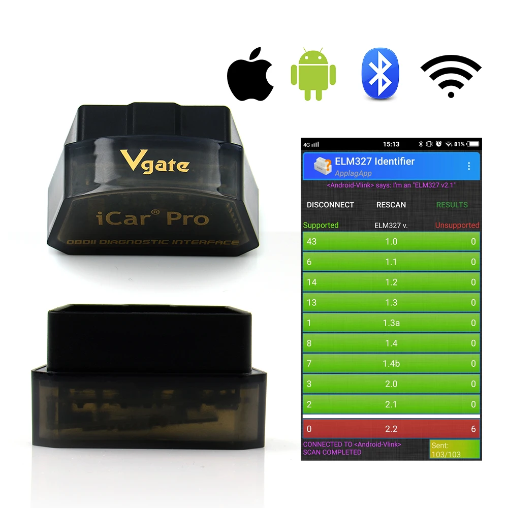 Vgate iCar pro ELM327 Bluetooth 4.0/WIFI OBD2 Car Diagnostic Scanner For Android/IOS