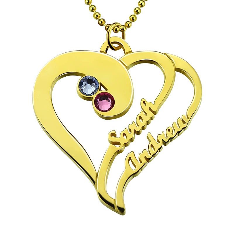 Christmas Gift For Women Girlfriends Heart Necklace With Birthstone,Personalized Engraved Name Necklace,Pendants Necklace Sterling Silver