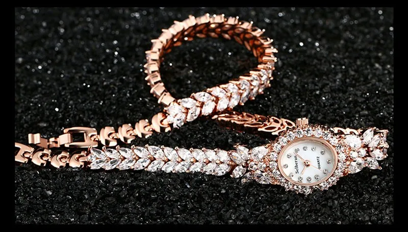50М Водонепроницаемый Selberan розового золота/Серебро часы женские наручные браслет для часов часы для девочек часы браслет
