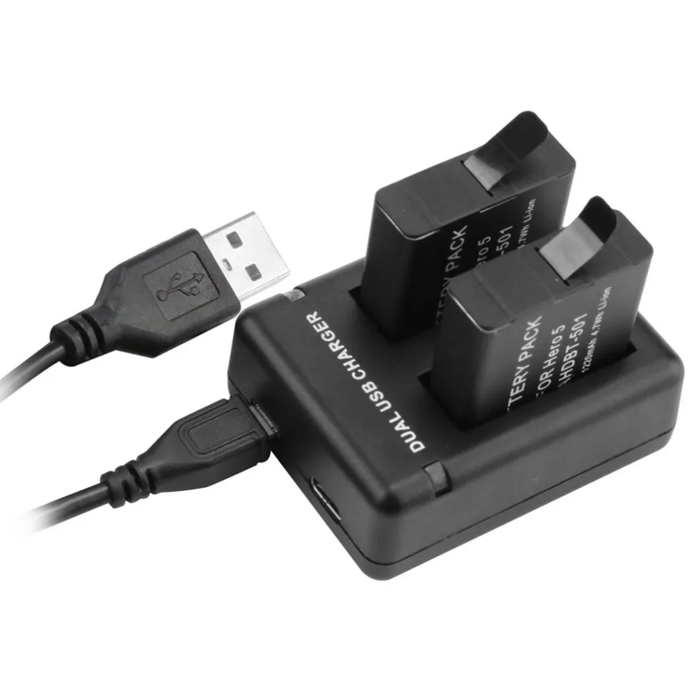 Зарядное устройство USB для камеры портативное зарядное устройство с двумя разъемами для зарядки индикатор зарядные устройства для камеры с usb-кабелем для Hero 5/6