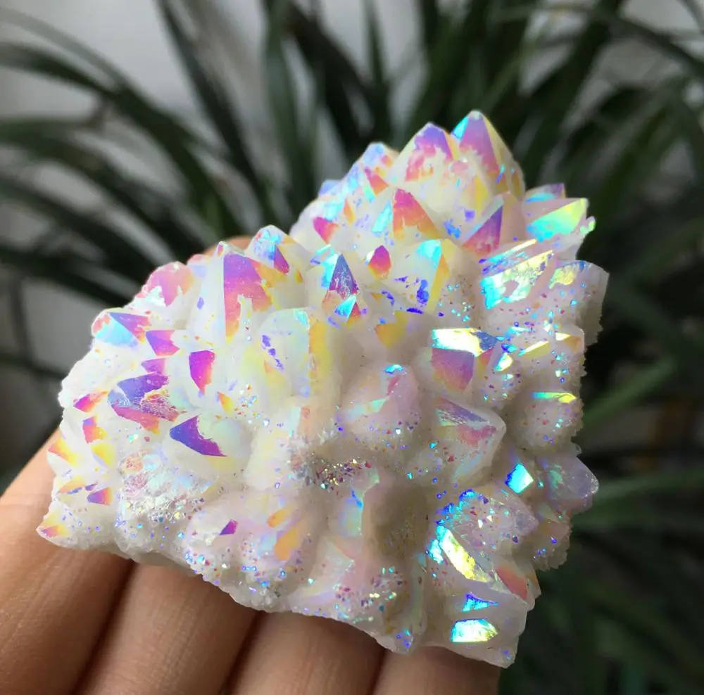 

130g Hot sale beautiful natural Titanium Bismuth Silicon Cluster White angel quartz crystal healing