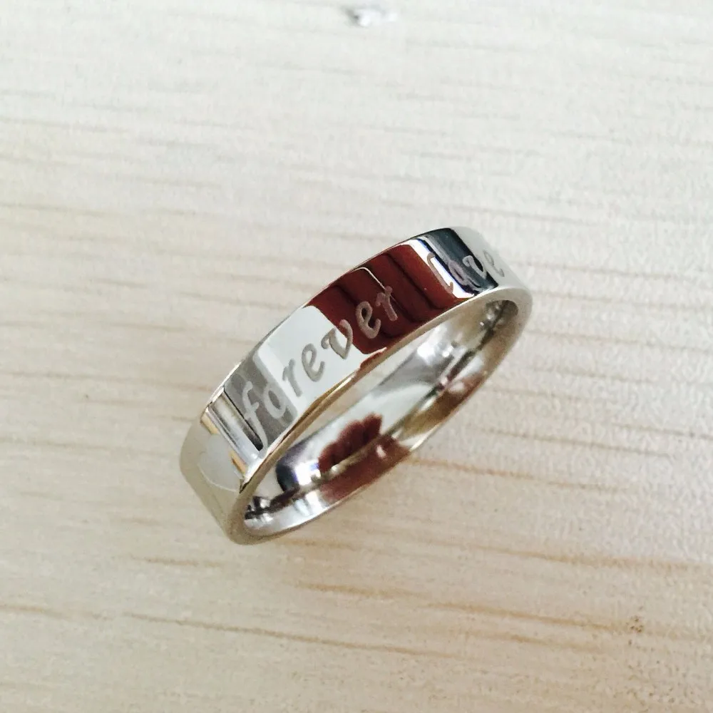 Подарок ко Дню Святого Валентина 6 мм 316L нержавеющая сталь кольцо Forever Love обещание обручальное Кольца для мужчин Женщины Письмо выгравировать изогнуты кольца