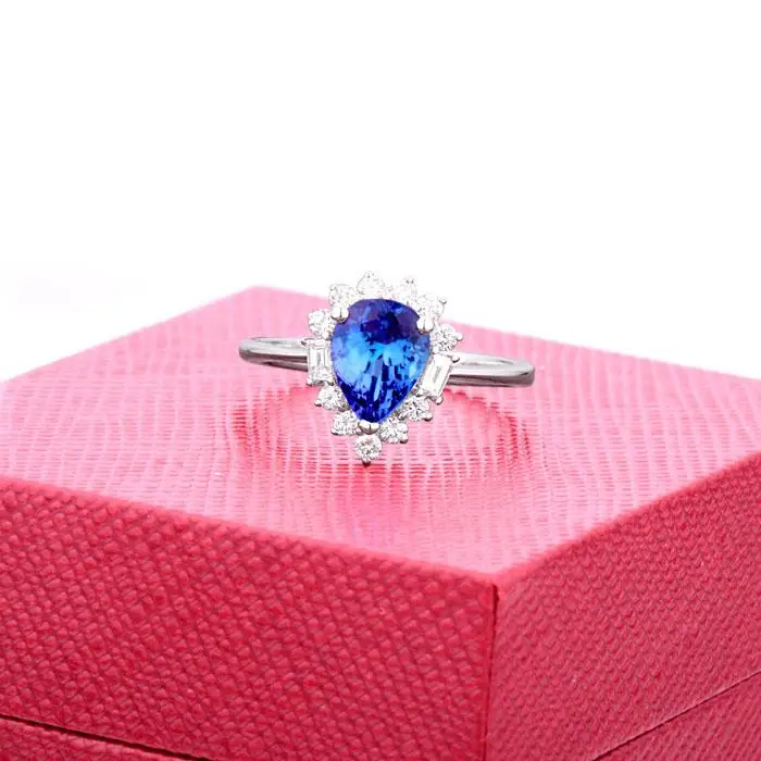 

1.5 Carat 925 sterling silver Tanzanite natural synthetic diamant ring custom wedding ring (CM)