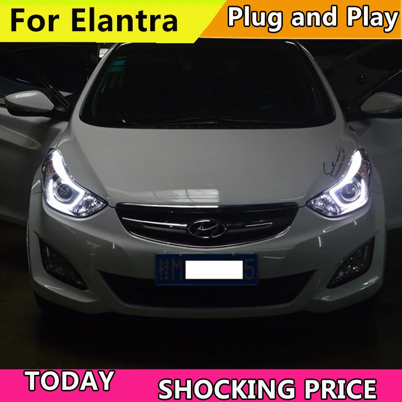 Автомобильный Стайлинг головная лампа для фары для автомобиля Hyundai Elantra angel eyes 2012- для Elantra головная лампа Биксеноновая линза Hi Low Beam h7