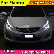 Автомобильный Стайлинг головная лампа для фары для автомобиля Hyundai Elantra angel eyes 2012- для Elantra головная лампа Биксеноновая линза Hi Low Beam h7