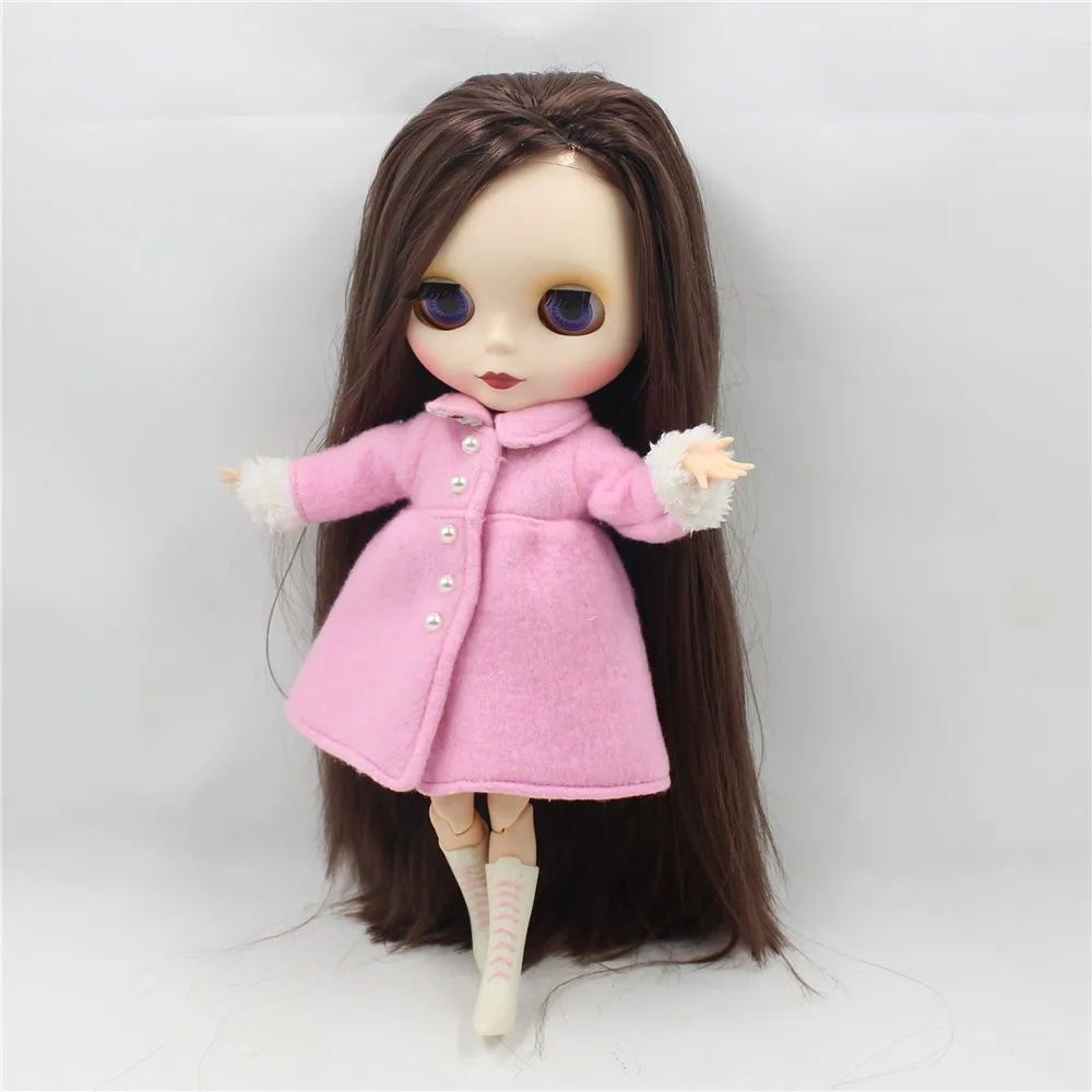 Blythe Nude Doll from Factory Matte Face Jointed Body Dark Brown Short Hair