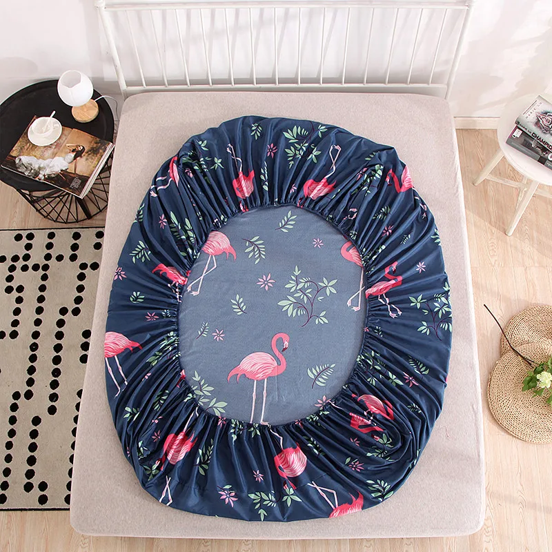 

100% Polyester Fitted Bedding Sheet Mattress Cover Bed Protector Cover With Elastic Band Printing Bedding Sheet with Rubber Band