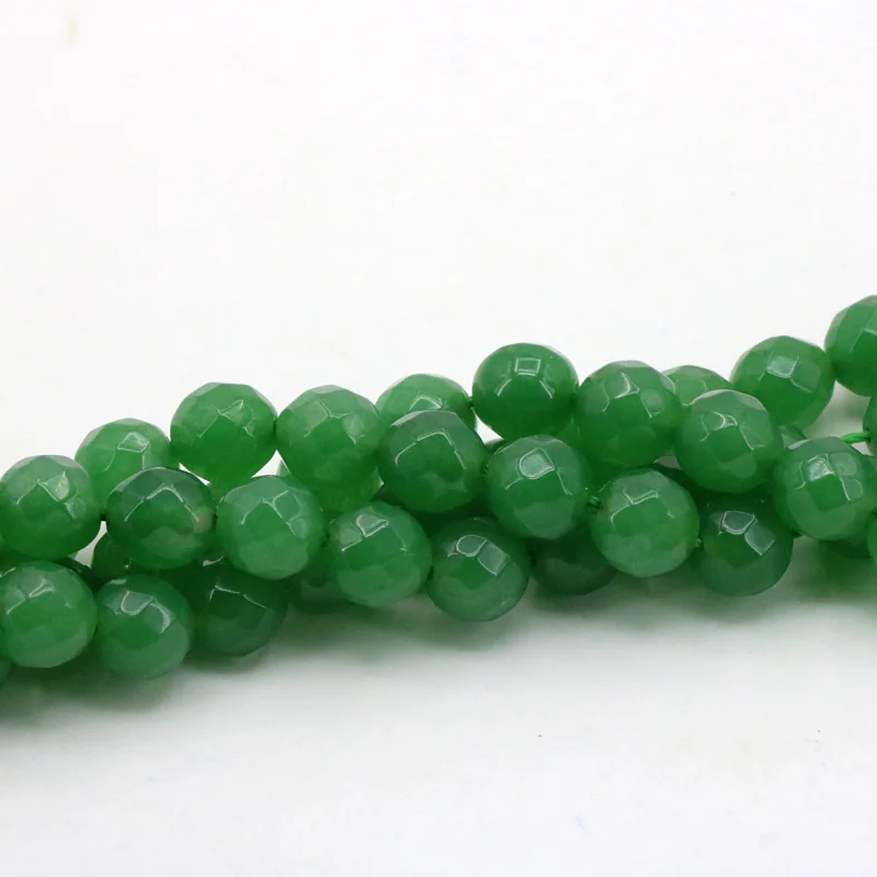 

8mm Green Chalcedony Faceted Round Loose Beads DIY Stone Wholesale Handmade Women Fashion Jewelry Making 15"