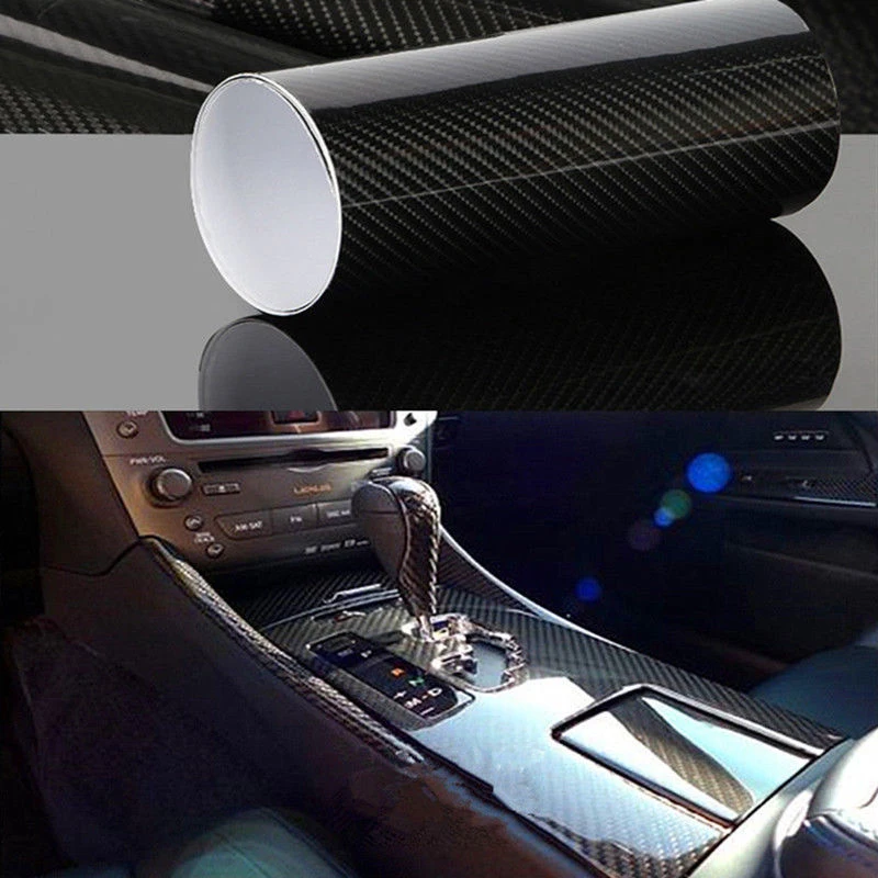 7D Премиум высокий Блестящий углерод волокна виниловая обертывание пузырьков Бесплатный Воздушный выпуск наклейки 6D - Название цвета: 60x150cm