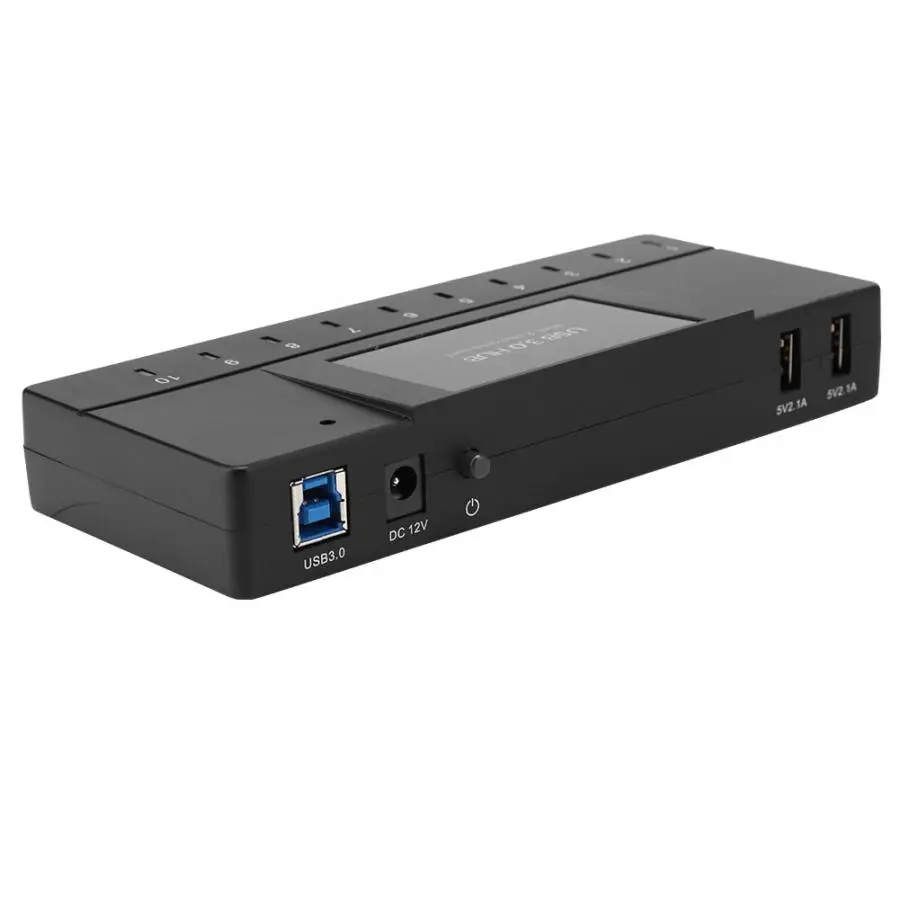 10-Порты и разъёмы USB 3,0 концентратор с 2 USB быстрой зарядки Порты с Светодиодный индикатор(100-240 V) зарядный хаб USB3.0 Hub адаптер
