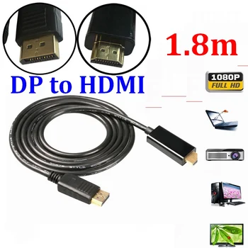 

1.8M / 6FT and 3M / 10FT DisplayPort Display Port DP Male to HDMI Male M/M Cable Adapter Connector 1080p for HDTV PC 300pcs/lot