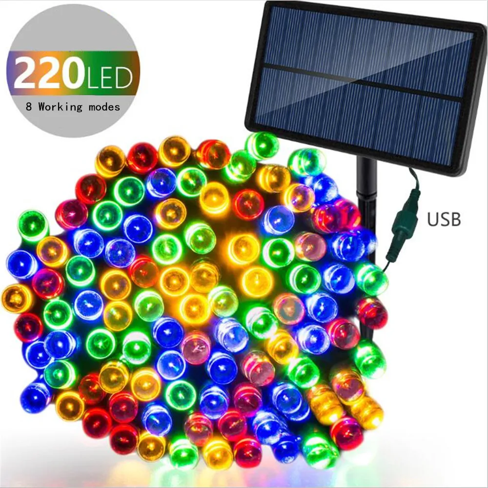 Solar String Lights 77ft 220 LED Fairy Lights,8 Modes Outdoor