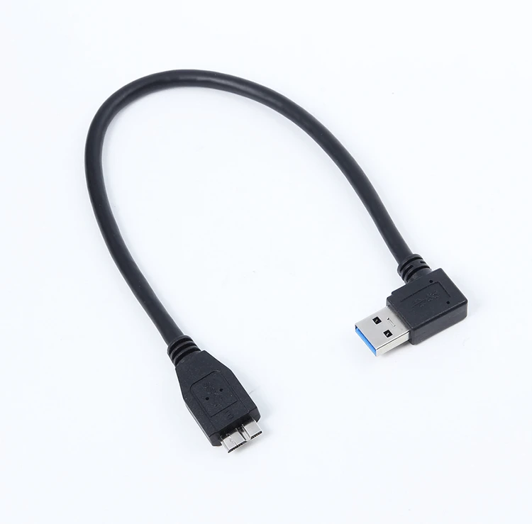 200 шт./лот 90 градусов прямоугольный Micro B USB 3 0 кабель 30 см 1 фут для WD Passport Seagate Backup