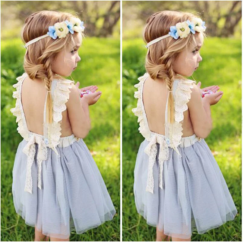 

kids dresses for girls High quality party dress Girls' backless lace bow dresses for summer 2019 Lace net pongee princess dress