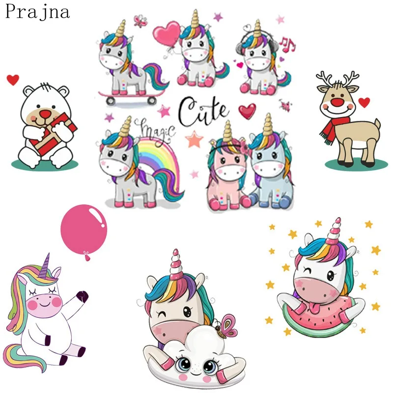 

Prajna Iron On Transfer Patch Iron On Heat Vinyl Transfer Patches For Clothes Stickers Thermal Cartoon Cute Unicorn Fabric Patch