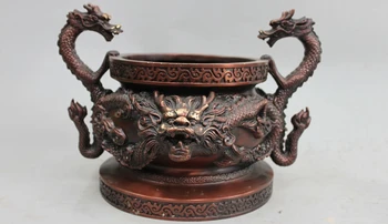 

China Refining bronze Copper Dragon God King Palace incense burner Censer