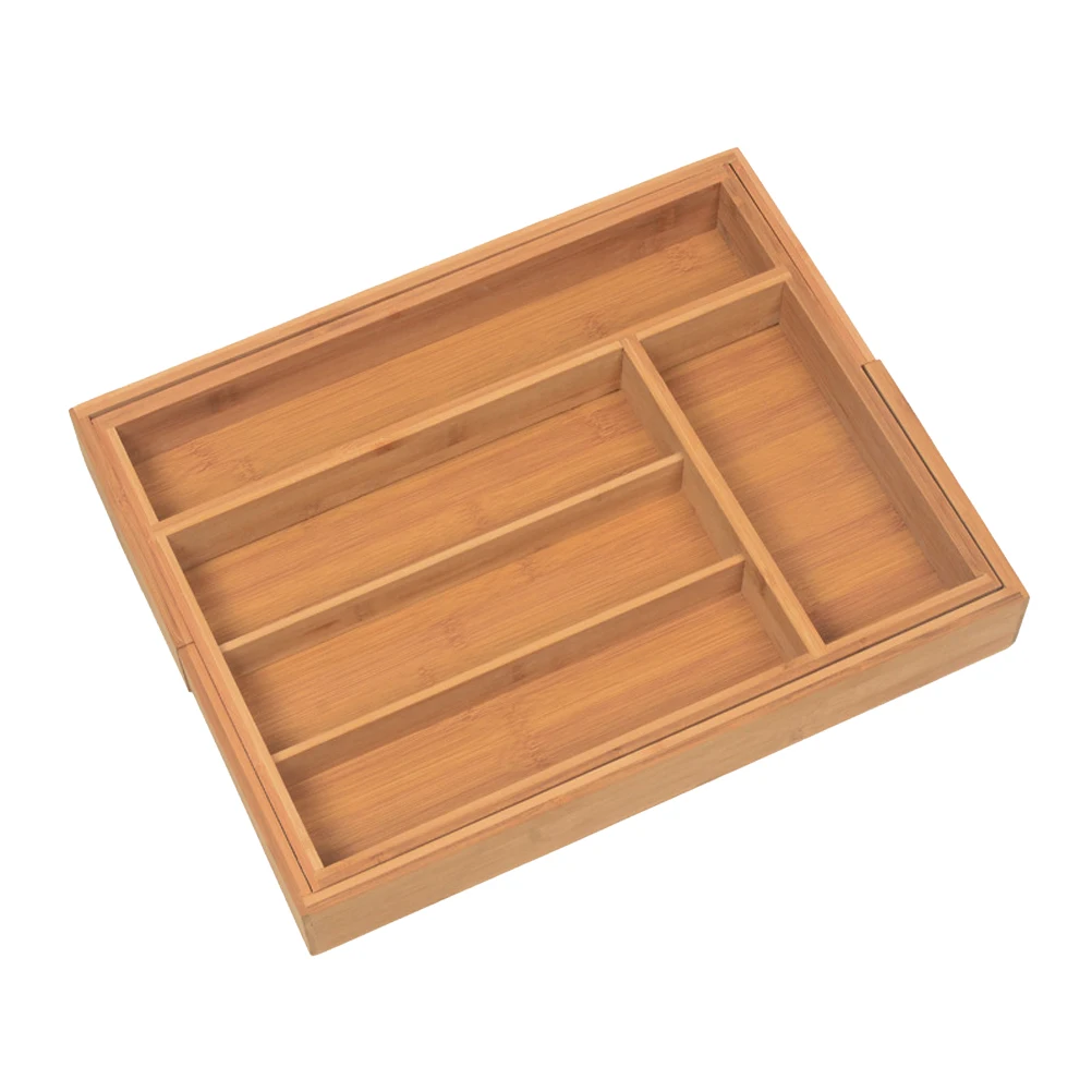 Kitchen Flatware Storage Box Cutlery Tray Expandable Bamboo Kitchen