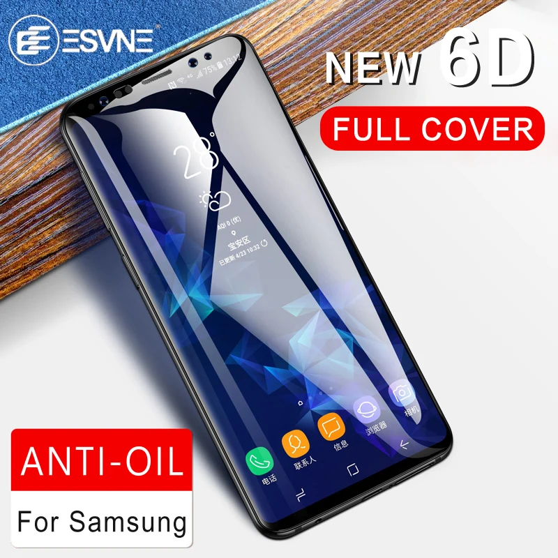 ESVNE 6D изогнутый край 9H закаленное стекло для Samsung Galaxy S8 S9 защита экрана S6 S7 Edge Note 9 8