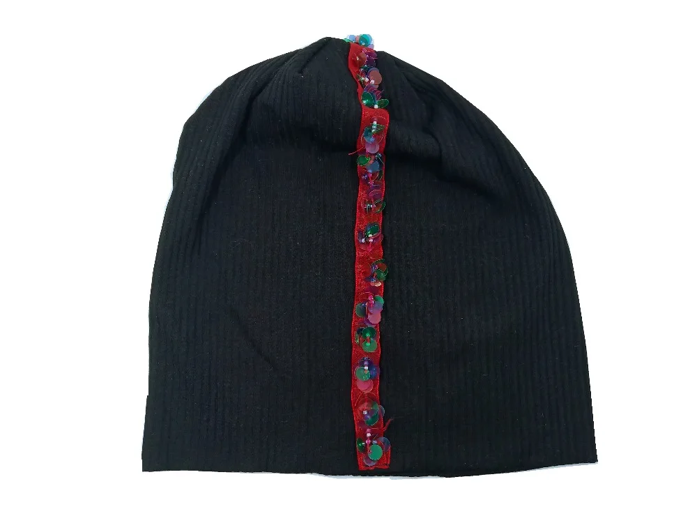 B199002 Последняя мода костюм для черный skullcap шляпа Йога красочные блестками девушки шляпа beanshaped женская шляпа