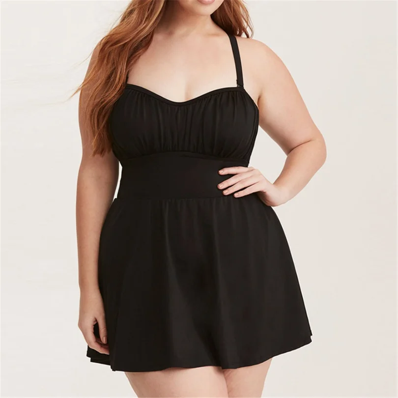 

Sexy S-5XL Large Size Swimwear Plus Size One Piece Swimsuit Female Women Bather With Skirt 2018 Bathing Suit Swim