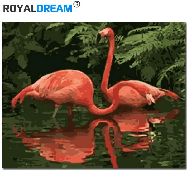 

ROYALDREAM Flamingo DIY Painting By Numbers Acrylic Paint By Numbers HandPainted Oil Painting On Canvas For Living Room
