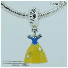 Белоснежка платье Висячие металлические бусины Подвески Серебро 925 для браслета argent 925 серебряные подвески Ювелирное Украшение изготовление