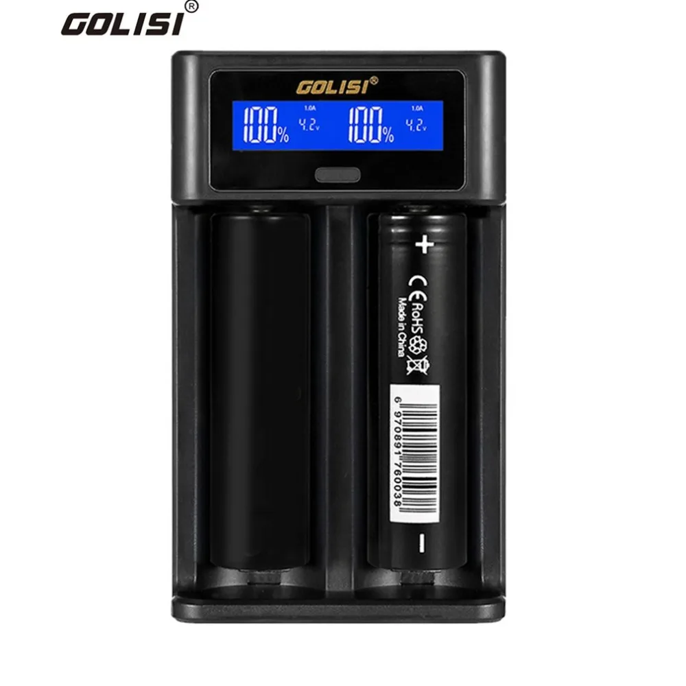 Golisi i2 2.0A Smart Зарядное устройство ЖК-дисплей Дисплей 2 слота Перезаряжаемые Батарея Зарядное устройство s быстрой зарядки для 18650 21700 Батарея